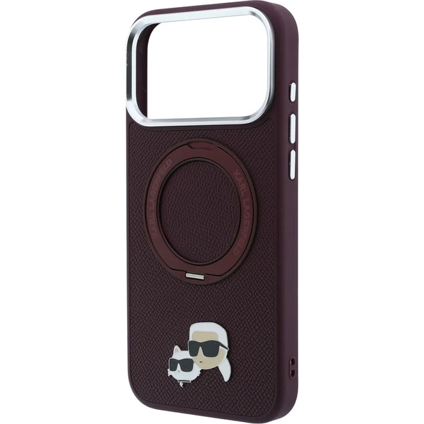 Karl Lagerfeld PU Grained K&CH Heads Ring Stand Magsafe kryt iPhone 18 Pro Max vínový - Pouzdra - Obrázek 9340bf1a91aa4e84b4ef9d2cd1085d70
