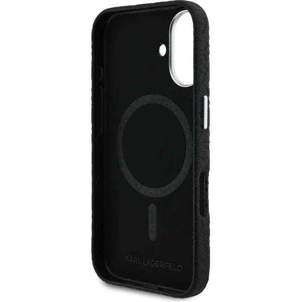 Karl Lagerfeld Grained PU Repeated Logo MagSafe kryt iPhone 16 černý - Pouzdra - Obrázek 9400106215cf418cb646b525fda4f0e4
