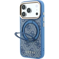 Guess PU 4G Ring Stand MagSafe kryt iPhone 18 Pro modrý - Pouzdra