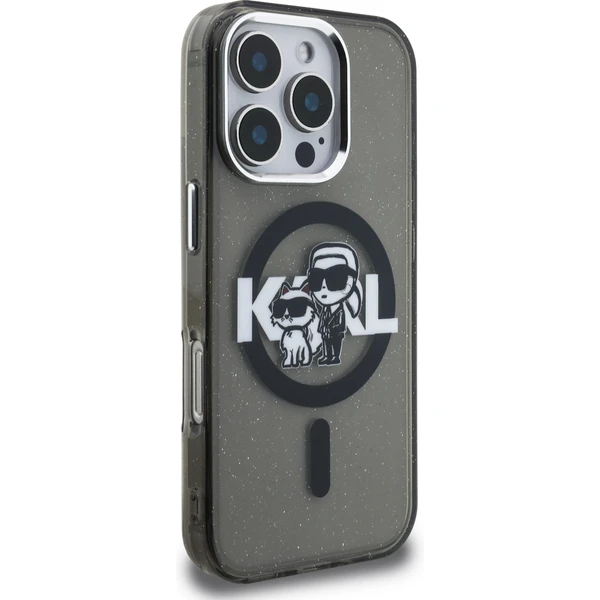 Karl Lagerfeld IML Glitter Karl and Choupette Sketch MagSafe kryt iPhone 16 Pro černý - Pouzdra - Obrázek 94664e5156894ef08adf21693268f9d1