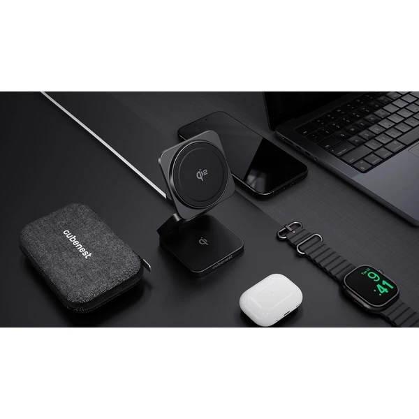 Cubenest SQ312 Fold Pro Qi2 (MagSafe) 3v1 magnetická nabíječka černá - Nabíječky - Obrázek 94PF000N01