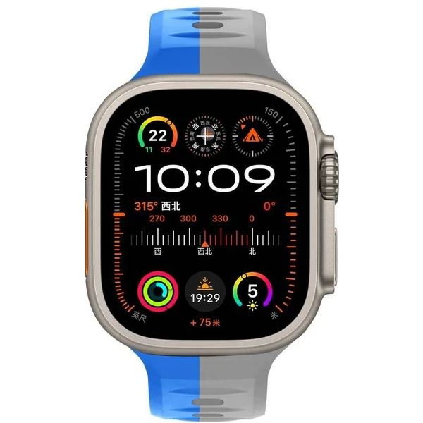 CubeNest Premium Silicon Band řemínek Apple Watch 42-49 mm šedý/modrý - Řemínky - Obrázek 94UD000O01