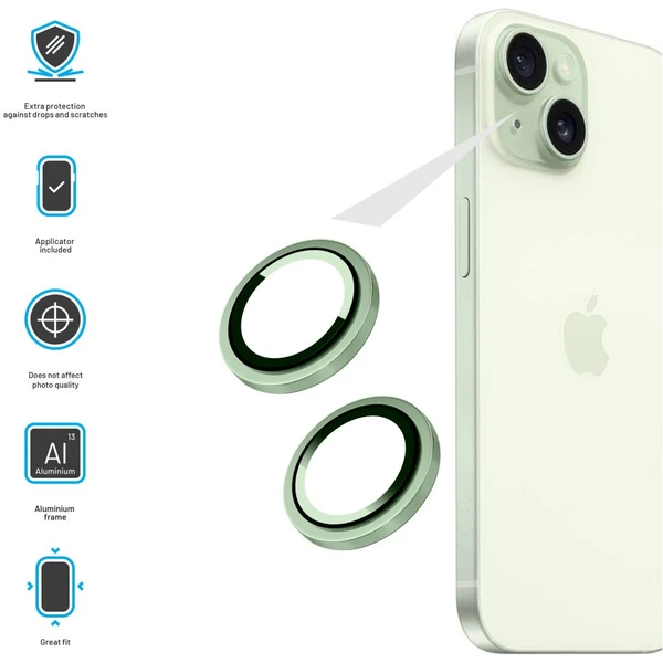 FIXED Camera Glass ochranná skla Apple iPhone 15/15 Plus světle zelená - Ochranné folie a skla - Obrázek 94Y3000P01