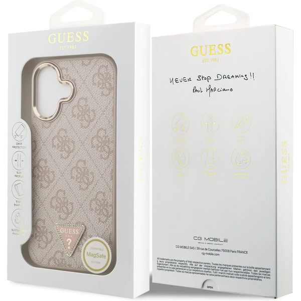 Guess PU Leather 4G Triangle Logo Gold Frame MagSafe kryt iPhone 17 růžový - Pouzdra - Obrázek 9515d97359c241aa82f1219664150df7