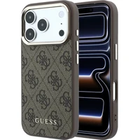 Guess PU Leather 4G Gold Frame MagSafe kryt iPhone 18 Pro Max hnědý - Pouzdra
