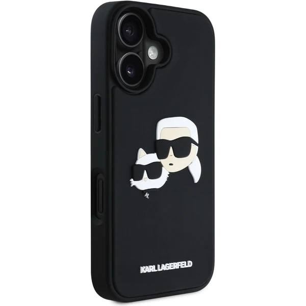 Karl Lagerfeld 3D Rubber Double Heads kryt iPhone 16 černý - Pouzdra - Obrázek 95bd00254dd44e9eb1520f341070b007