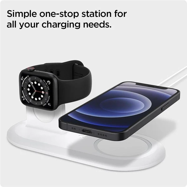 Spigen 2v1 MagFit Duo stojánek pro Apple Watch a iPhone bílý - Stojánky - Obrázek 95cc88136d2644de89a6c601d332e512