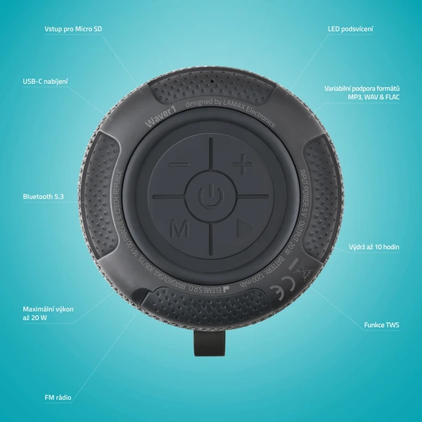 LAMAX Waver1 bezdrátový reproduktor - Reproduktory - Obrázek 960a54a9a4664274a55d73fa115340e7