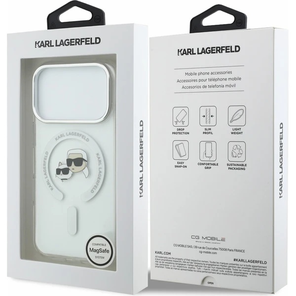 Karl Lagerfeld IML K&CH Heads Metal Frame MagSafe kryt iPhone 18 Pro bílý - Pouzdra - Obrázek 969737334a144b16bc41962e6cd18648