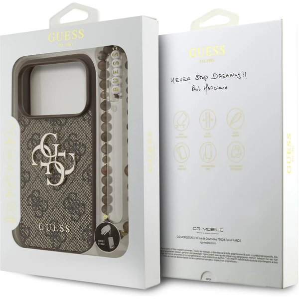 Guess PU 4G Metal Logo Strap kryt iPhone 17 Pro hnědý - Pouzdra - Obrázek 96a868efe0534c09aa7d3d31fce13d84