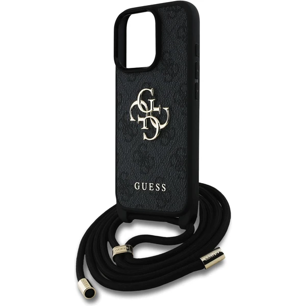 Guess PU 4G Metal Logo Crossbody popruh kryt iPhone 15 Pro černý - Pouzdra - Obrázek 973223443bb644b6a47050c65faa9908