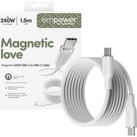 PanzerGlass USB-C/USB-C magnetický napájecí kabel 240W 1,5m bílý - Kabely a redukce