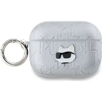 Karl Lagerfeld PU Embossed Choupette Head pouzdro AirPods Pro 2 stříbrné - Pouzdra