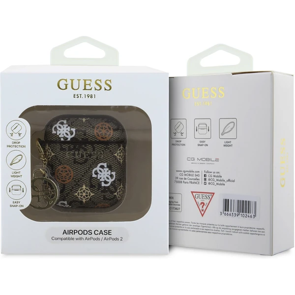 Guess PU 4G Peony Charm pouzdro pro AirPods 1/2 hnědé - Pouzdra - Obrázek 9778a1def84144ecbc1410be74a6dae0