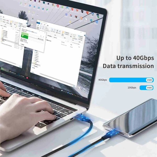 PremiumCord USB4 40Gbps 8K@60Hz 240W Thunderbolt 3 zahnutý kabel 0,8m - Kabely a redukce - Obrázek 97b81e30400b417d880d62f416c2ce34