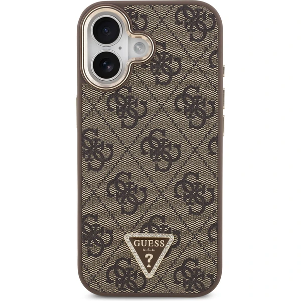 Guess PU Leather 4G Triangle Logo Gold Frame MagSafe kryt iPhone 17 hnědý - Pouzdra - Obrázek 97c893df8ea746e9a3edd3598d575587
