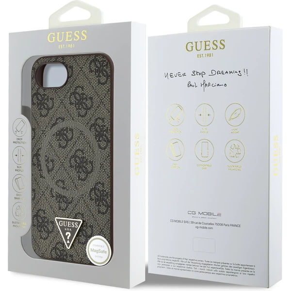 Guess PU 4G Strass Triangle Metal Logo kryt iPhone 17e/16e hnědý - Pouzdra - Obrázek 98076f3c36334d249c50aa38e1e0cccf