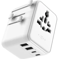 FIXED Voyager (70W) cestovní adaptér pro EU/UK/USA/AUS, 3xUSB-C a 2xUSB, GaN, PD bílý - Nabíječky