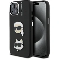Karl Lagerfeld Grained PU K&CH Heads kryt iPhone 15 černý - Pouzdra