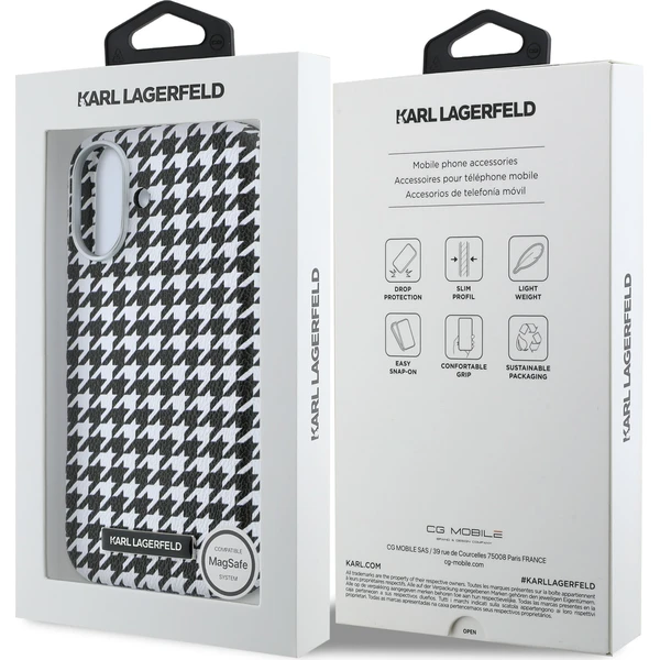 Karl Lagerfeld PU Houndstooth Resin Plate MagSafe kryt iPhone 17 černý - Pouzdra - Obrázek 984beceee2da459aa4d607c1522b8ab1