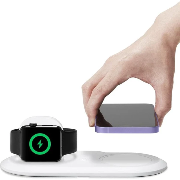 Spigen 2v1 MagFit Duo stojánek pro Apple Watch a iPhone bílý - Stojánky - Obrázek 986cd14af61345aeab25c337daa08772