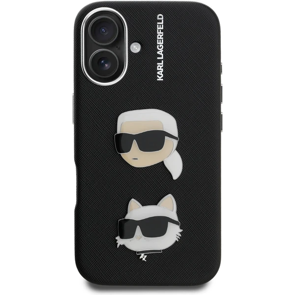 Karl Lagerfeld Grained PU K&CH Heads kryt iPhone 16 černý - Pouzdra - Obrázek 9893cbd8483d4122967d1af048cd5b2a