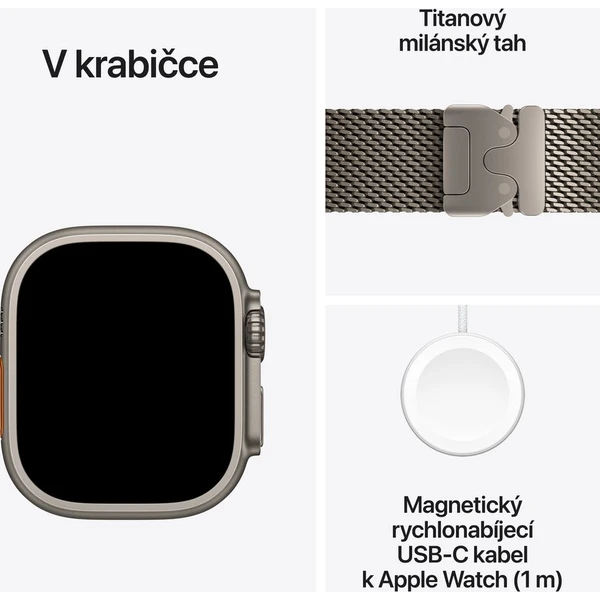 Apple Watch Ultra 4 49mm Přírodní titan s přírodně titanovým milánským tahem S - Chytré hodinky - Obrázek 9899a952994c4624a6173c80f314a26d