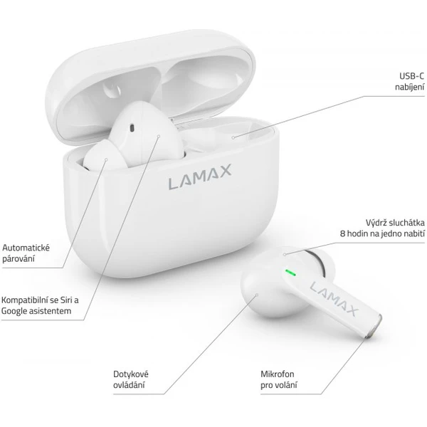 LAMAX Clips1 bezdrátová sluchátka bílá - Sluchátka - Obrázek 98UK100501