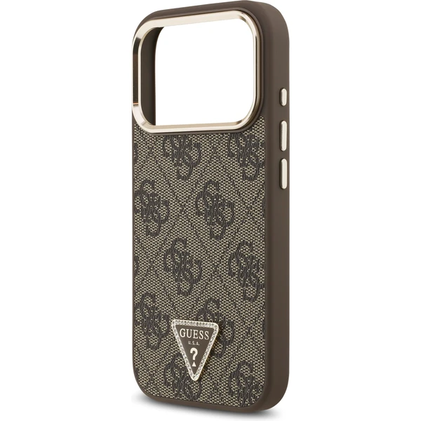 Guess PU Leather 4G Triangle Logo Gold Frame MagSafe kryt iPhone 17 Pro hnědý - Pouzdra - Obrázek 9988a905a1d04dc1a863406c6de9fc72
