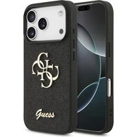 Guess PU Fixed Glitter 4G Metal Logo kryt iPhone 17 Pro černý - Pouzdra