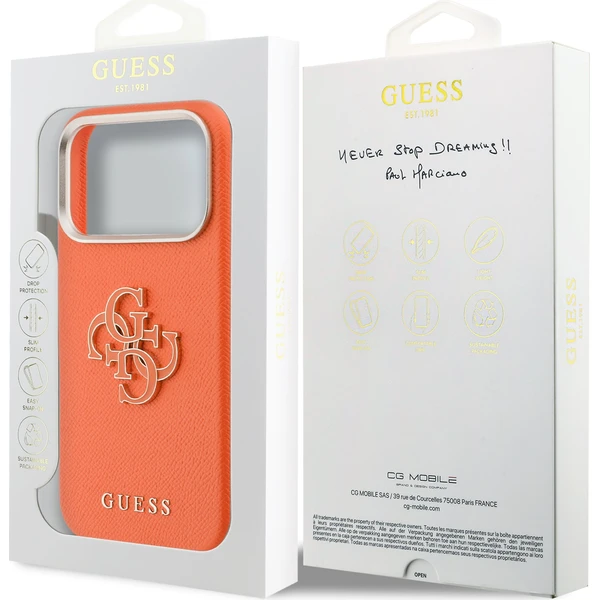 Guess PU Resin Logo kryt iPhone 17 Pro Max oranžový - Pouzdra - Obrázek 99b18f2cd0944ae2bc0961309d86a7d6