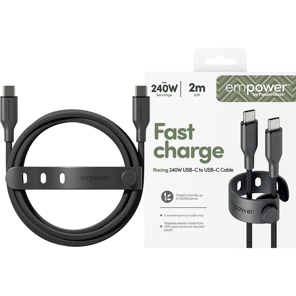 PanzerGlass USB-C/USB-C napájecí kabel 240W 2m černý - Kabely a redukce - Obrázek 9A3J000K01
