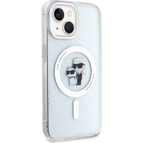 Karl Lagerfeld IML Glitter Karl and Choupette MagSafe kryt iPhone 15 čirý - Pouzdra - Obrázek 9BI8000601
