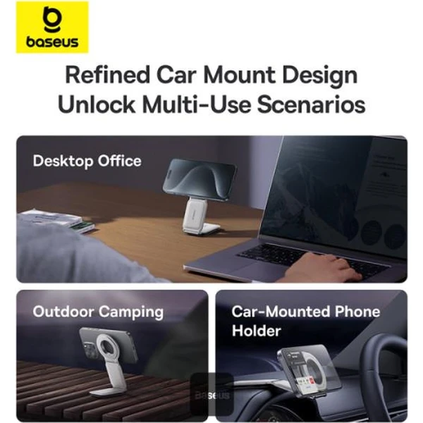 Baseus PrimeTrip C02 magnetický držák do auta na palubní desku šedý - Držáky - Obrázek 9D9R000K01