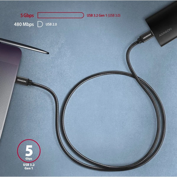 AXAGON USB-C/USB-C napájecí kabel 60W 1m černý - Kabely a redukce - Obrázek 9ED0700301