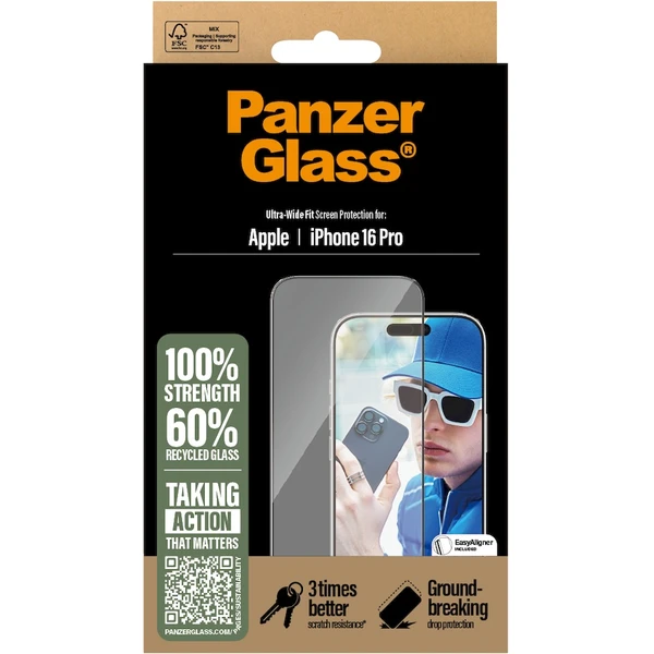 PanzerGlass® Ultra-Wide Fit Apple iPhone 16 Pro s instalačním rámečkem - Ochranné folie a skla - Obrázek 9G08000P01