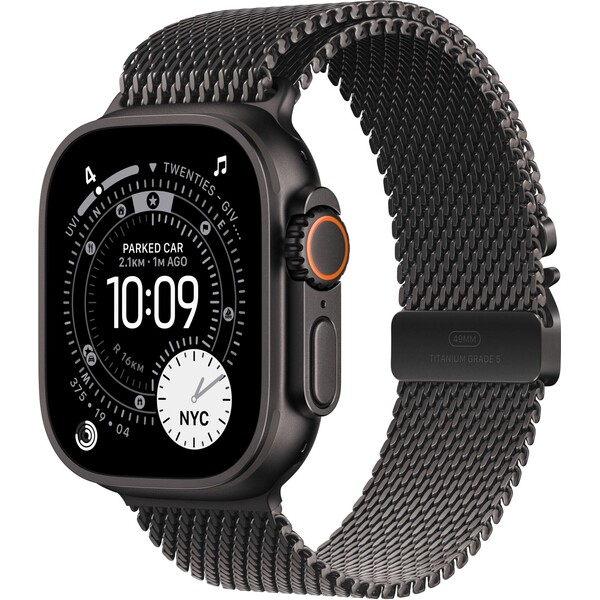 Apple Watch Ultra 3 (2025) 49mm Černý titan s černým titanovým milánským tahem L