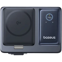 Baseus Nomos Qi2 nabíjecí stanice 140W 3xUSB-C, USB-A s výsuvným kabelem USB-C/síťový kabel 1m černá - Nabíječky