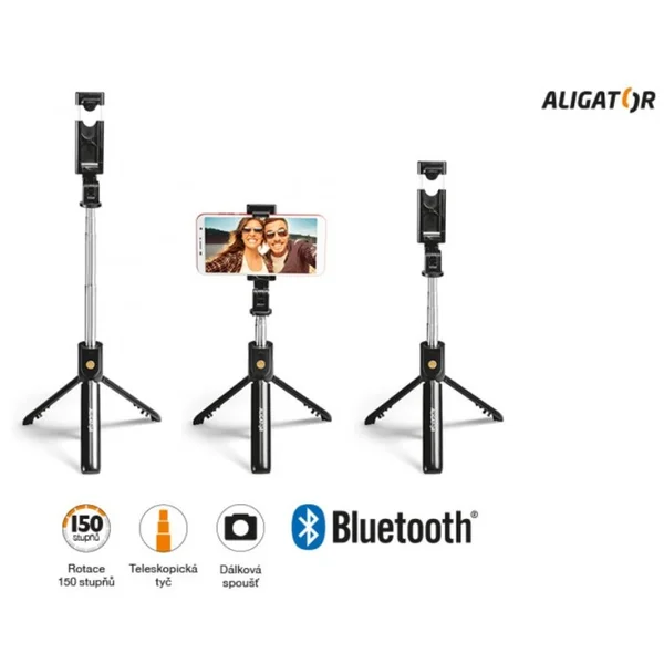 Aligator HA12 selfie držák a tripod s Bluetooth černý - Držáky - Obrázek 9IPJF00101