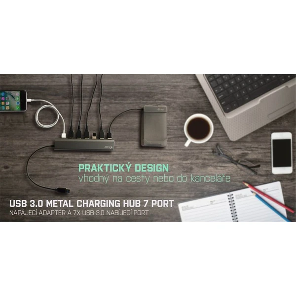 iTec USB 3.0 Hub 7-Port se síťovým zdrojem - USB huby - Obrázek 9J62000301