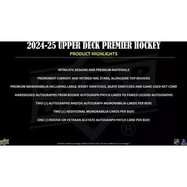 Hokejové karty 2024-25 Upper Deck Premier Hockey Hobby Box - Hokejové karty - Obrázek 9KPK000K01