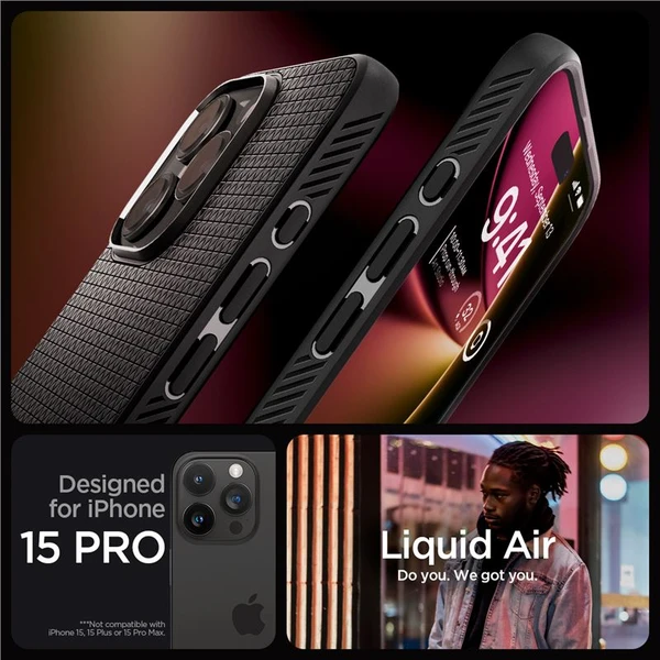 Spigen Liquid Air kryt iPhone 15 Pro matně černý - Pouzdra - Obrázek 9PU8000601