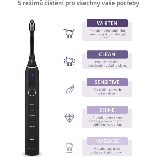 TrueLife SonicBrush Clean70 UV sonický kartáček černý - Zubní kartáčky - Obrázek 9RUL000K01