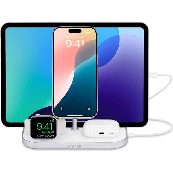 ZENS 4-in-1 MagSafe/Qi2 4v1 nabíjecí stanice (60W) stříbrná
