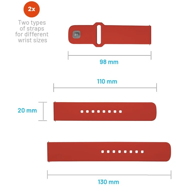 FIXED set silikonových řemínků s Quick Release 20mm pro smartwatch červený - Řemínky - Obrázek 9TM2000O01