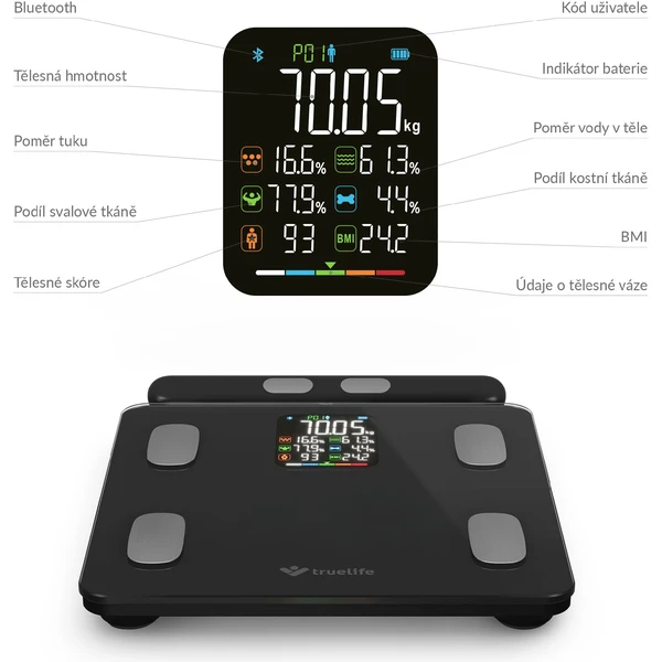 TrueLife FitScale W8 chytrá váha černá - Chytré váhy - Obrázek 9VUL000K01