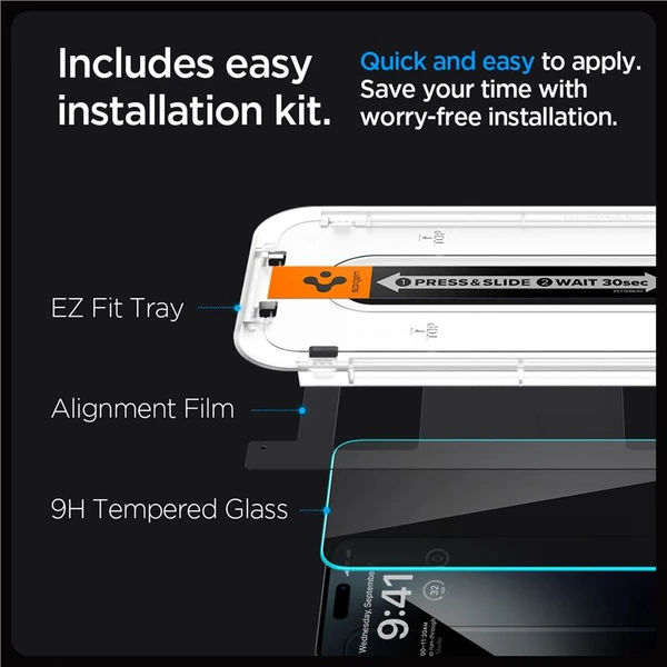 Spigen Glass tR EZ Fit Privacy 2 Pack tvrzené sklo iPhone 15 Pro Max čiré - Ochranné folie a skla - Obrázek 9YY8000601