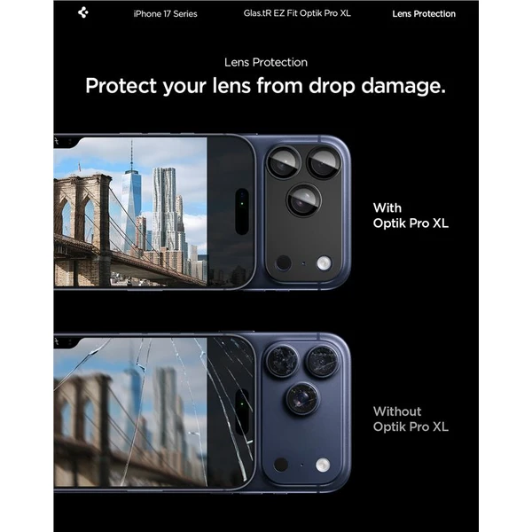Spigen Glass tR EZ Fit Optik Pro XL sklo na fotoaparát iPhone 17 Pro černé - Ochranné folie a skla - Obrázek 9a673300cbf54e62a8e7dcd751fbbf78