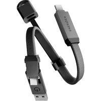 ENERGEA Sheath Key 2v1 USB-C/USB-A kabel, 480 Mb/s, 60W, 15 cm, gunmetal - Kabely a redukce