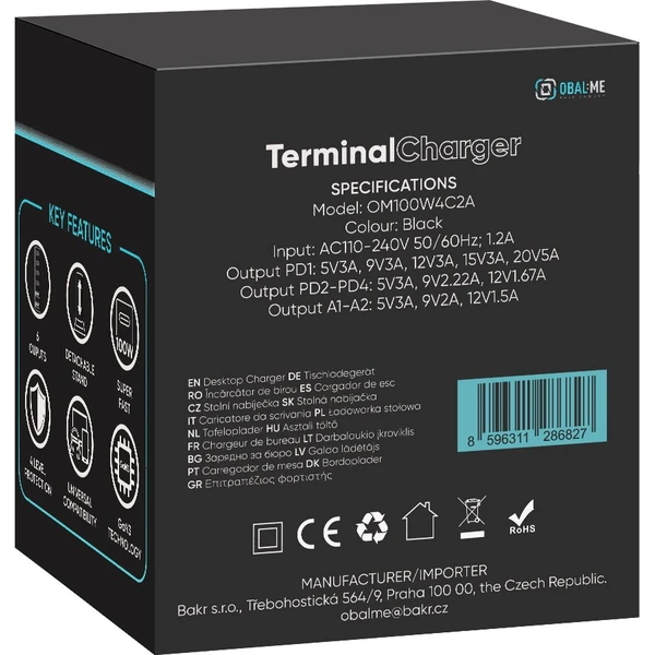 OBAL:ME Terminal GaN Stolní nabíječka 4C2A 100W černá - Nabíječky - Obrázek 9bf3b1e5494947c8aa099be927986f11